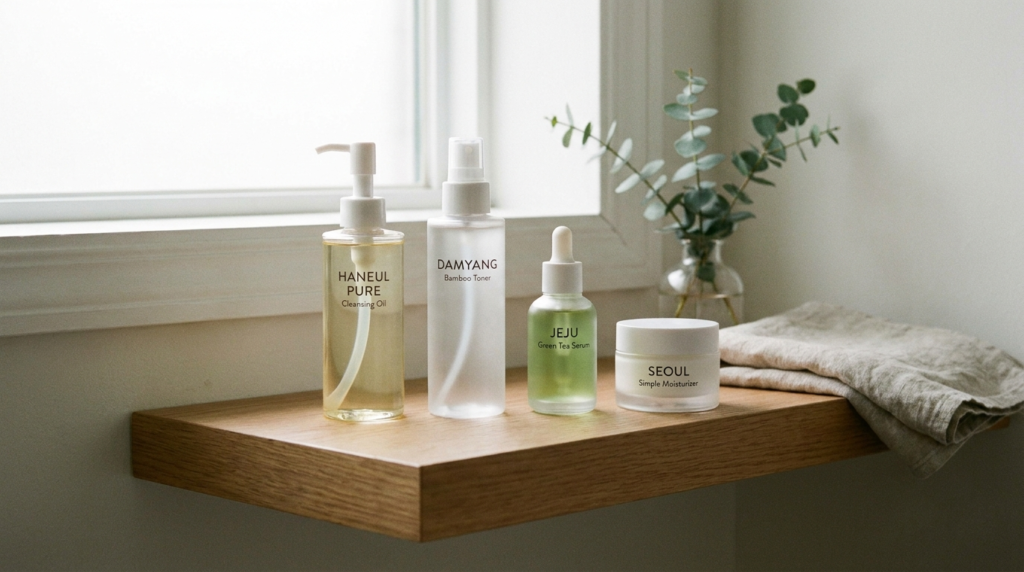 Simple Korean skincare routine products